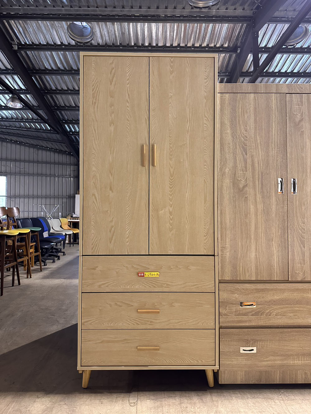 淺木紋雙門衣惃三抽款