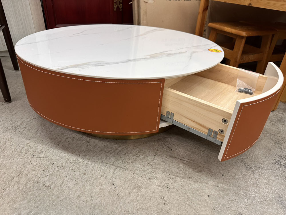 圓形茶几附抽屜收納
