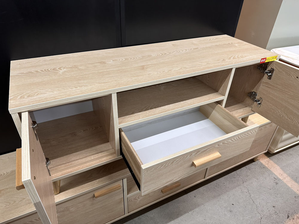 淺木紋電視櫃附抽屜